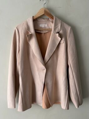 Solitaire Blush Pink Single-Button Tailored Blazer faux sz L 734